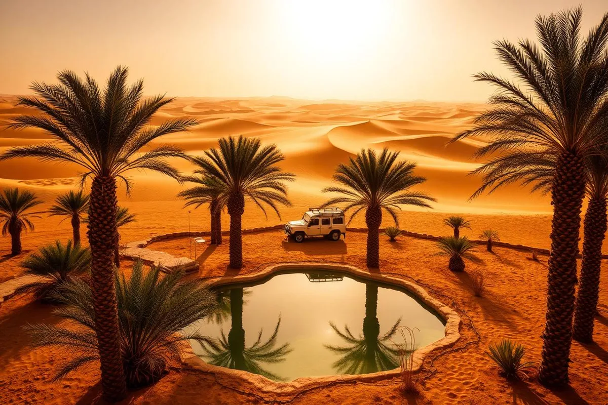Oasis et paysage désertique de Ksar Ghilane
