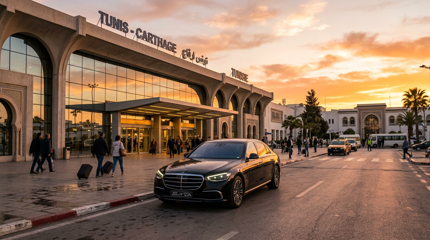 Taxi urbain à Tunis de nuit
